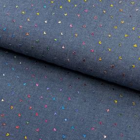 Bavlnená látka JEANS FOIL Hearts multicoluor