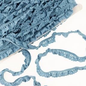 Elastična bombažna čipka old blue