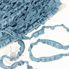 Elastična bombažna čipka old blue