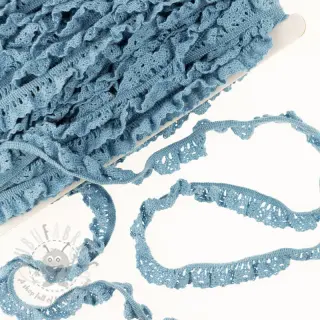 Elastična bombažna čipka old blue