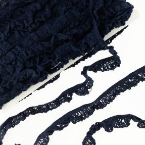 Elastična bombažna čipka dark blue