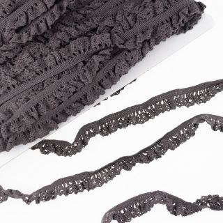 Elastična bombažna čipka dark taupe