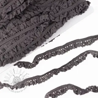 Elastična bombažna čipka dark taupe