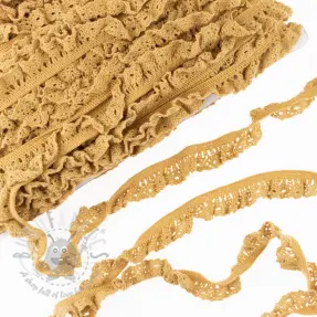Elastična bombažna čipka old yellow