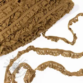 Elastična bombažna čipka dark camel