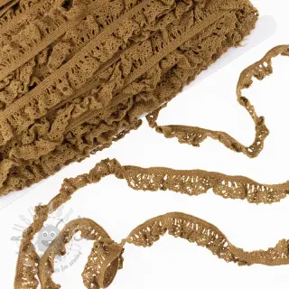 Elastična bombažna čipka dark camel