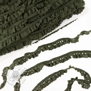 Elastična bombažna čipka camo green