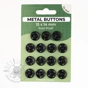 Pritiskač,našivni METAL 14 mm black