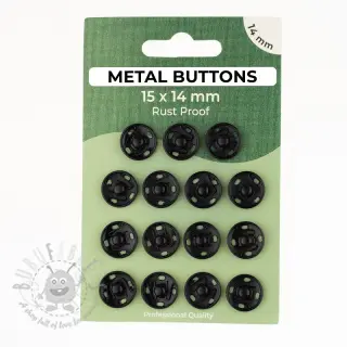 Pritiskač,našivni METAL 14 mm black