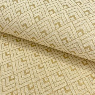 Dekorativna tkanina Linenlook Art deco cubes light yellow metallic premium