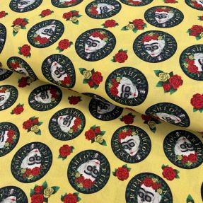 Bombažna tkanina FRIDA Hearts skull digital print