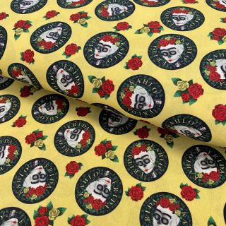 Bombažna tkanina FRIDA Hearts skull digital print