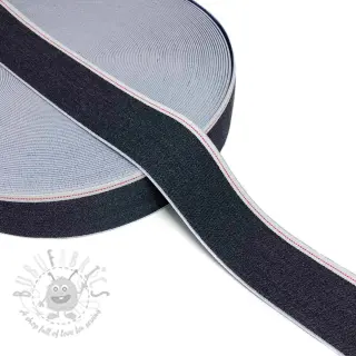 Elastika gladka 4 cm JEANS WHITE STRIPE marine