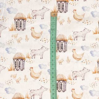 Bombažna tkanina Snoozy fabrics Farm style Piggy digital print