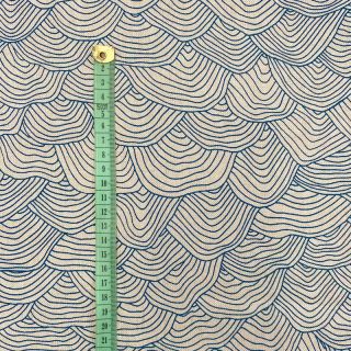 Dekorativno blago Linenlook Hand drawn wave petrol