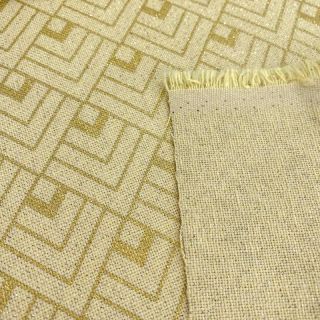 Dekorativna tkanina Linenlook Art deco cubes light yellow metallic premium