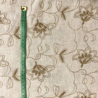 Viskóza s ľanom Embroidery Leaves natural