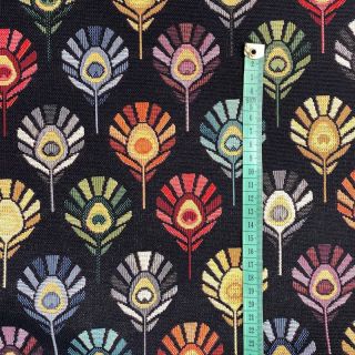 Gobelin tkanina Peacock Feather Unity black