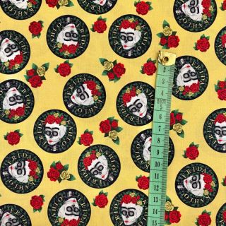 Bombažna tkanina FRIDA Hearts skull digital print
