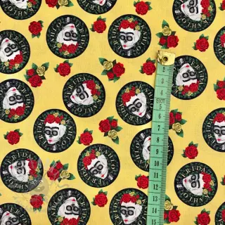 Bombažna tkanina FRIDA Hearts skull digital print