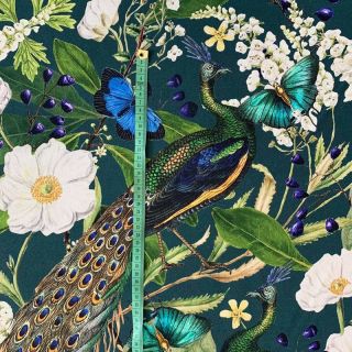 Dekorativna tkanina premium Peacock butterfly chique digital print