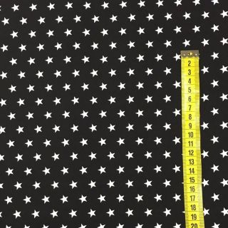 Bombažna tkanina Petit stars white/black