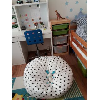 Bombažna tkanina Stars white/navy