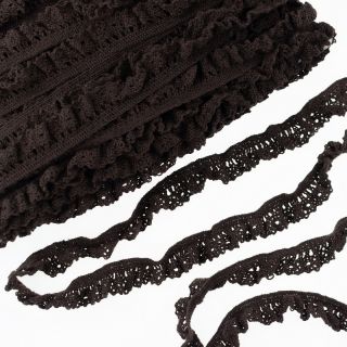 Elastična bombažna čipka dark mocha