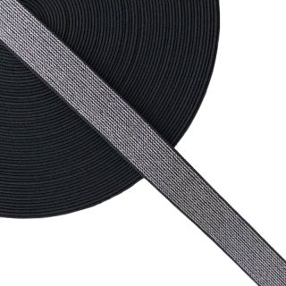 Elastika gladka 2,5 cm glitter black silver