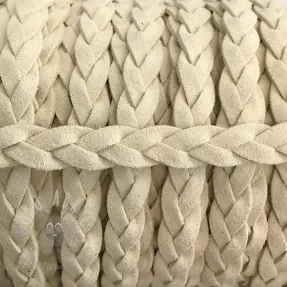Semišasta vrvica pletena off white