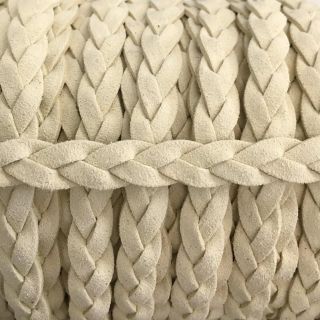 Semišasta vrvica pletena off white