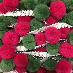 Pompom BIG fuchsia/green