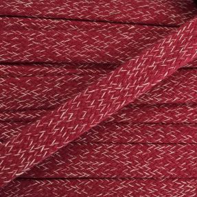 Bombažna vrvica ploska 15 mm melange red