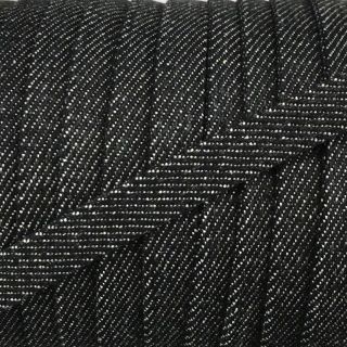 Bavlnená šnúra plochá 10 mm Denim black