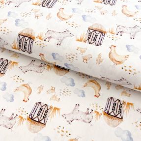 Bombažna tkanina Snoozy fabrics Farm style Piggy digital print