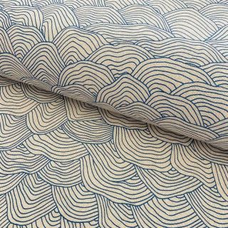 Dekorativno blago Linenlook Hand drawn wave petrol
