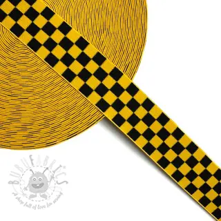 Elastika 4 cm karo jacquard ochre