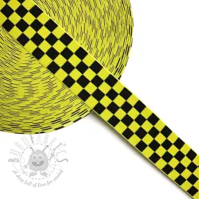 Elastika 4 cm karo jacquard yellow