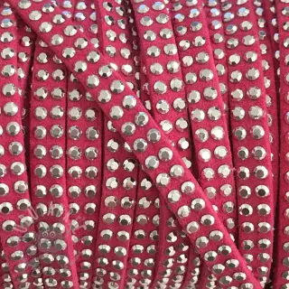 Semišasta vrvica s kristali fuchsia