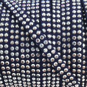 Semišová šnúra kamienky dark blue