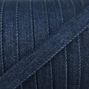 Bombažna vrvica ploska 15 mm Denim petrol