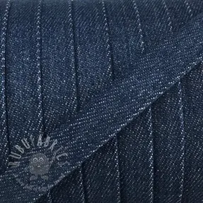 Bombažna vrvica ploska 15 mm Denim petrol