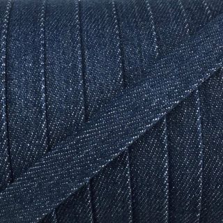 Bombažna vrvica ploska 15 mm Denim petrol