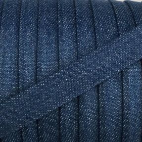 Bombažna vrvica ploska 15 mm Denim blue