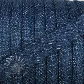 Bombažna vrvica ploska 15 mm Denim blue