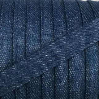 Bombažna vrvica ploska 15 mm Denim blue