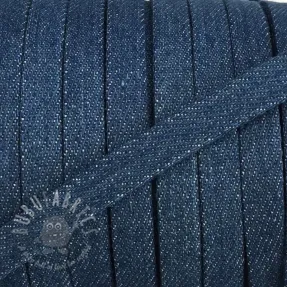 Bombažna vrvica ploska 10 mm Denim blue