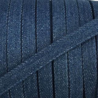 Bombažna vrvica ploska 10 mm Denim blue