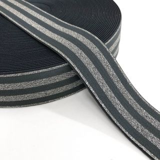 Elastika gladka 4 cm LUREX SILVER dark grey