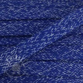 Bombažna vrvica ploska 15 mm melange cobalt